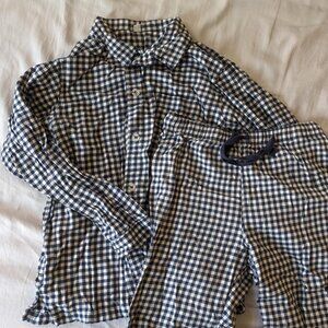 uniqlo checkered gingham navy pajama / pyjama set, size XS